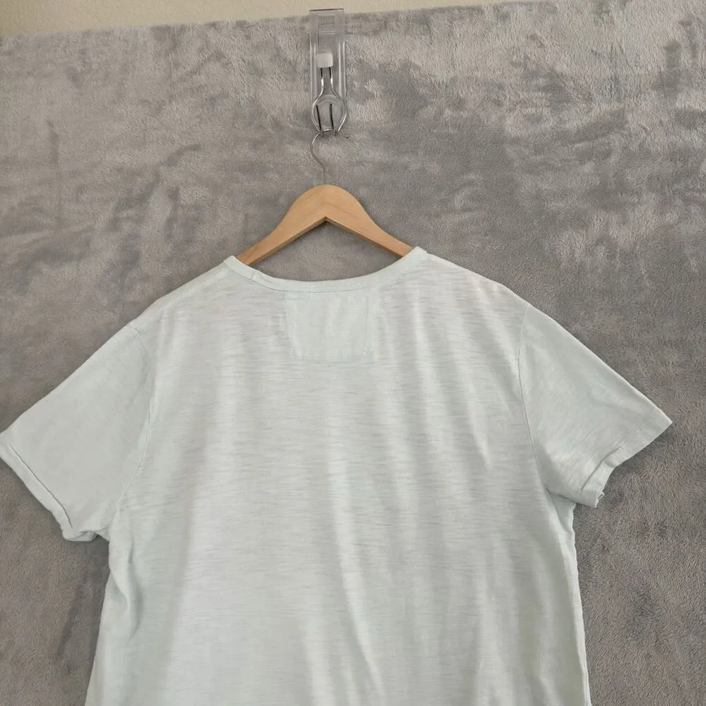 Banana Republic Vintage Graphic T Shirt Mens Large Aqua Palm Stripe Short Sleeve